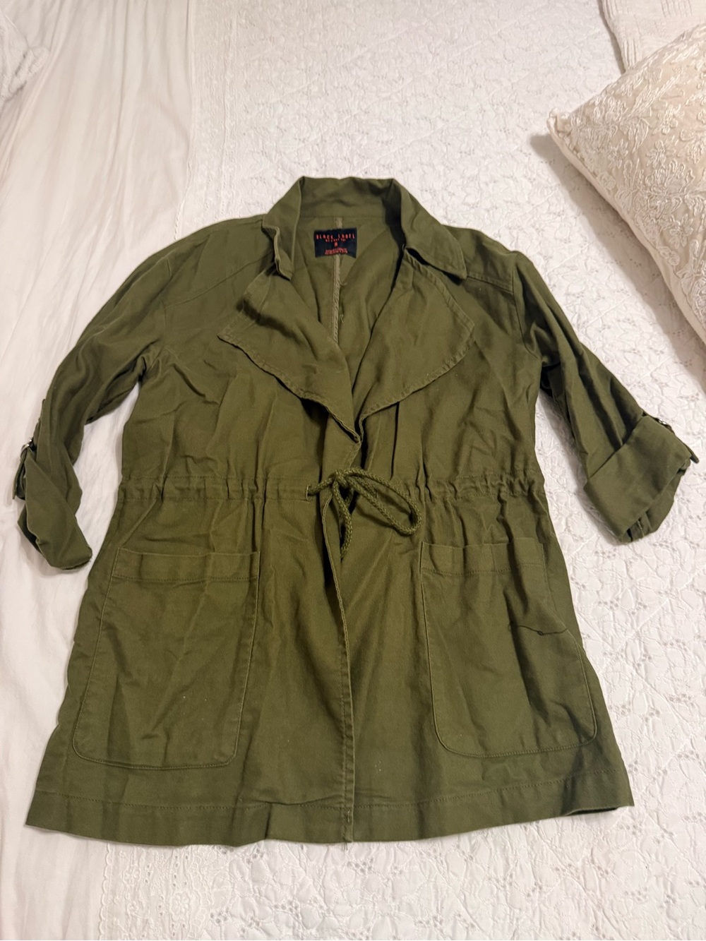 Olive Green Utility Jacket with Drawstring Waist